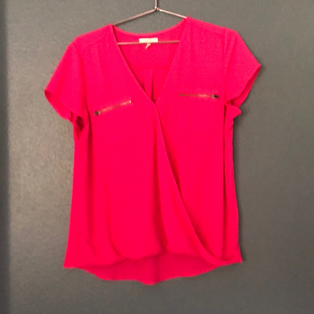 Hot pink blouse with pockets - L